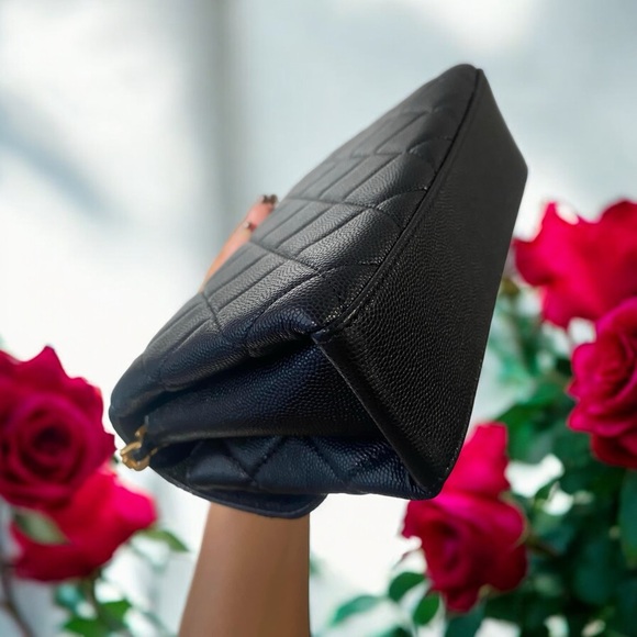 CHANEL 23S Classic Top  Handle Flap Black Caviar Leather Gold HWR Small Bag! - Picture 11 of 16